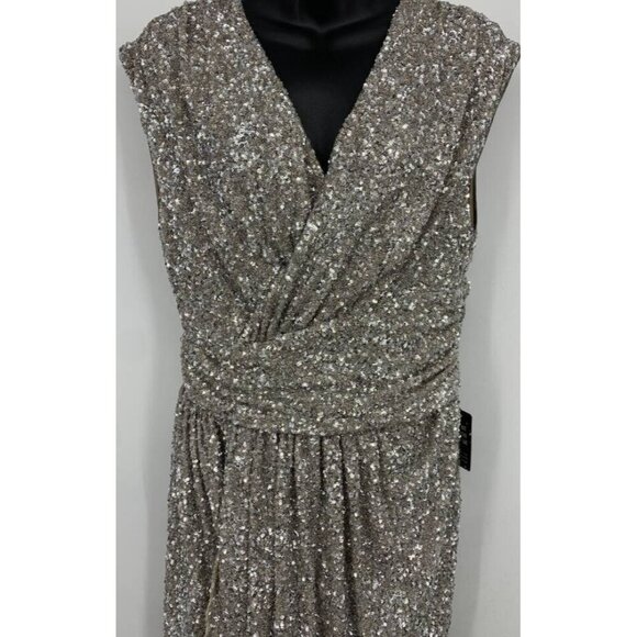 Express Womens Silver Gold Champange Sequin Party Cocktail Dress Large L NEW NWT - Picture 2 of 7
